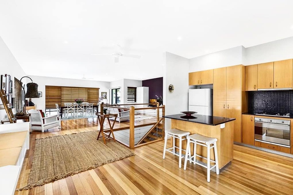 Solid blackbutt through the open plan living