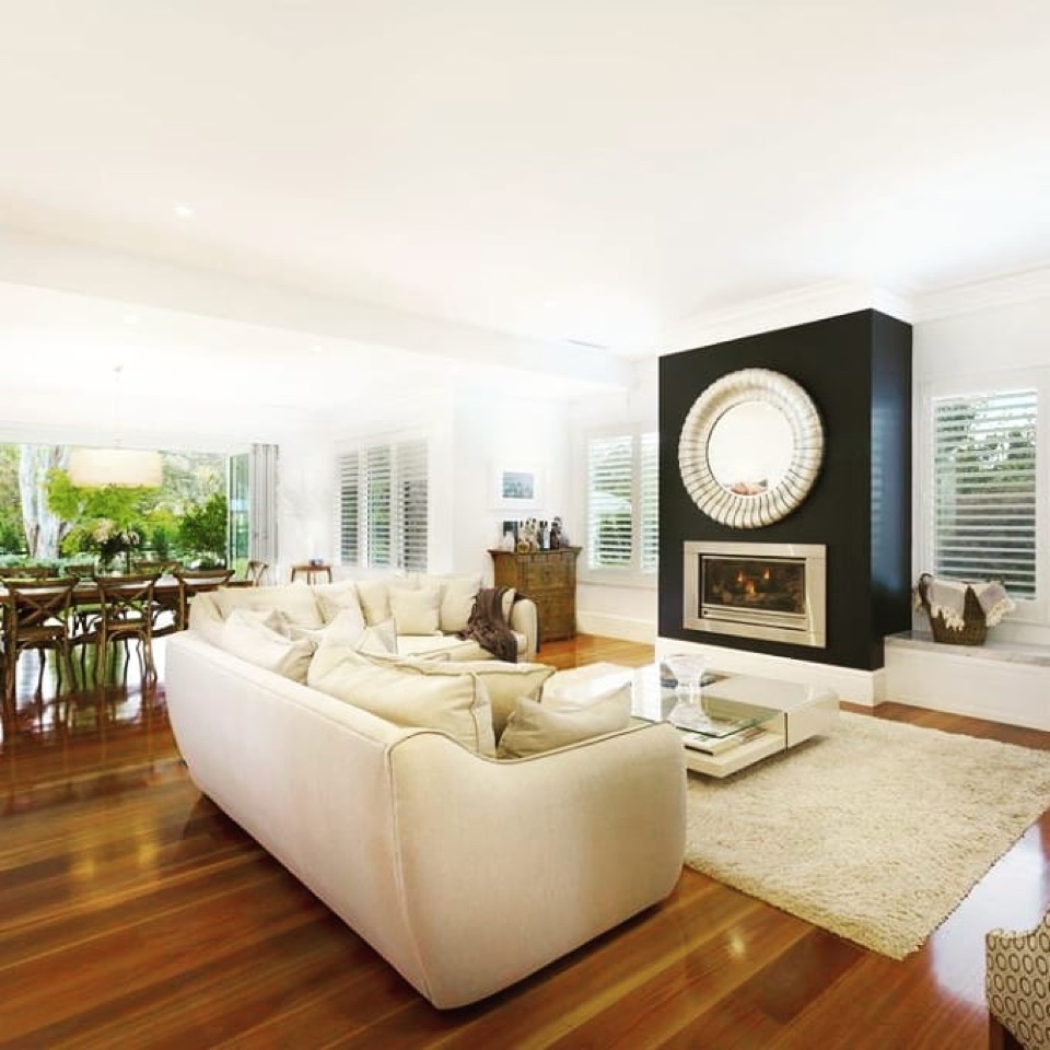 Polished spotted gum through the open plan living