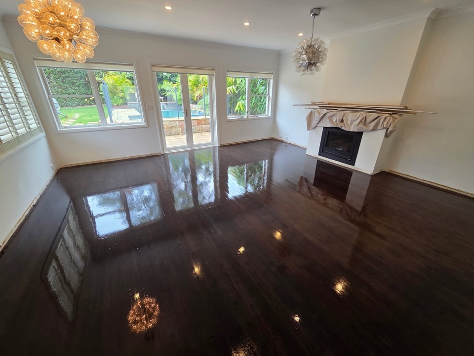 After walnut stain living room