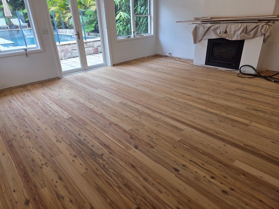 Living room sanded awaiting coating