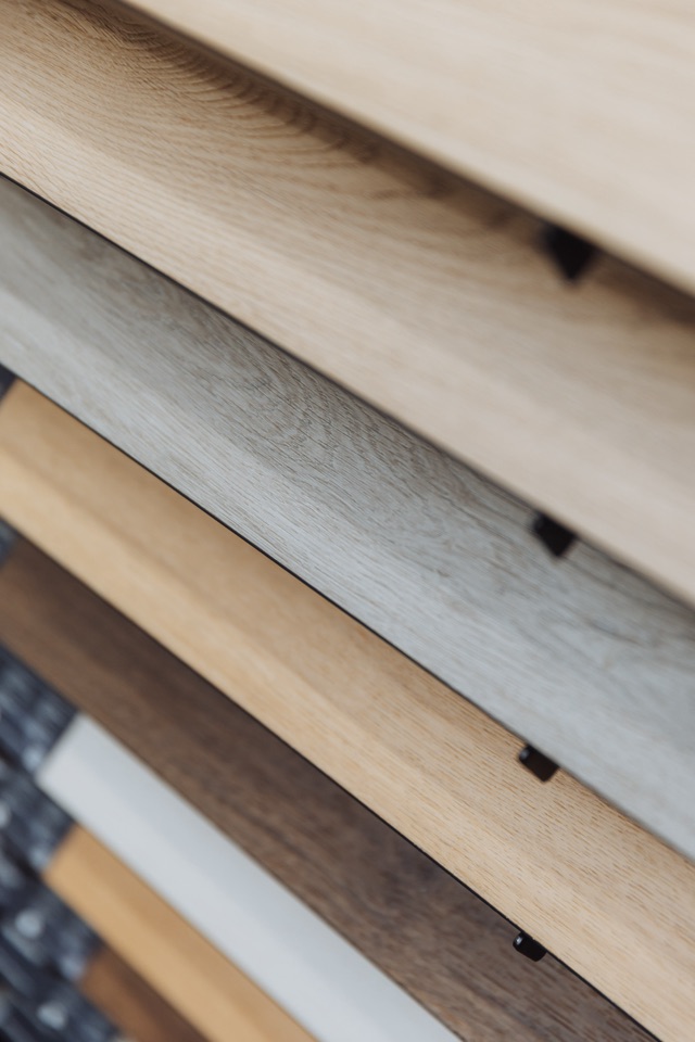 Sample boards stacked in every oak tone