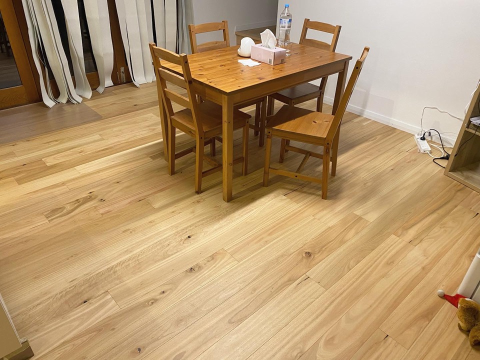 Blackbutt boards under the family dining table