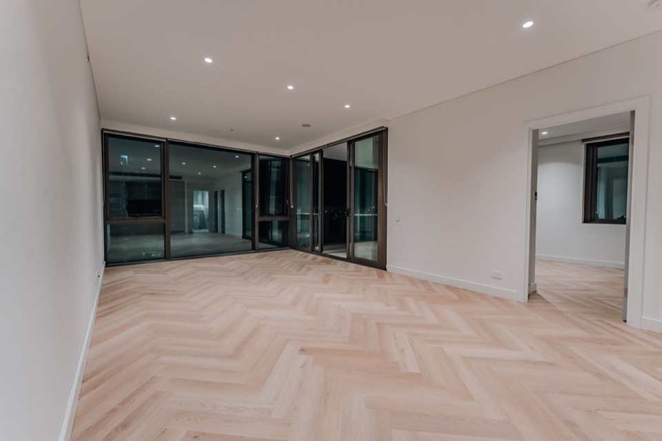 Herringbone set-out across the open living area