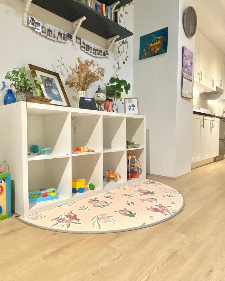 Play corner set up on warm oak hybrid