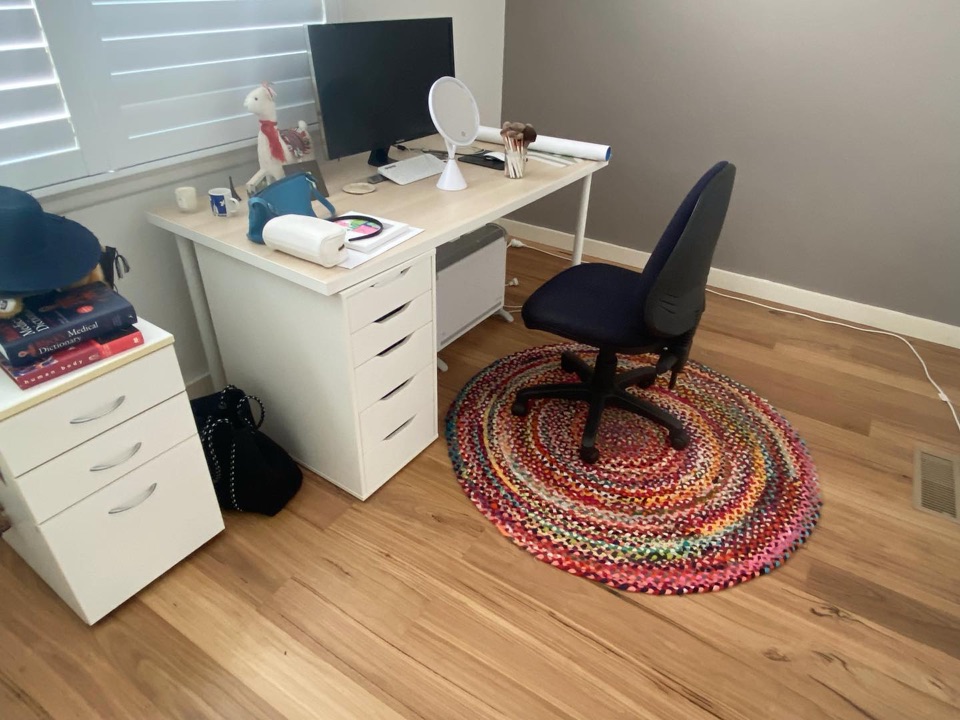 Wirebrushed blackbutt in the home study